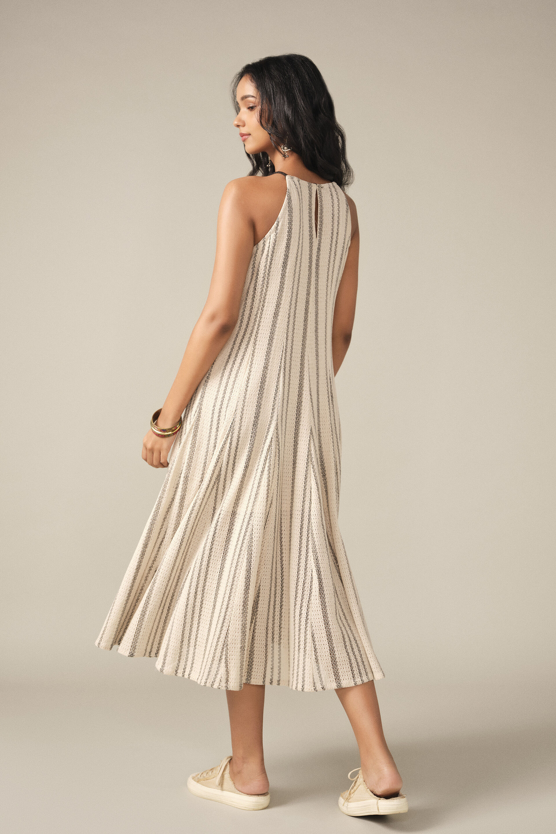 Embroidered Midi Dress in Off-White, Off White, image 5